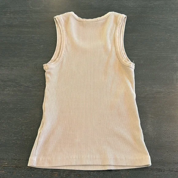 Agolde Poppy Beige Ribbed Tank Top - Picture 4 of 9